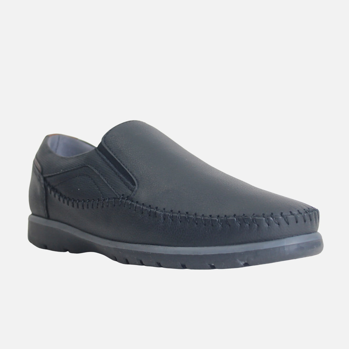 Mocasin plano marcus de cuero para hombre - Negro
