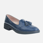 Mocasin plano tie de sintético para mujer - Azul