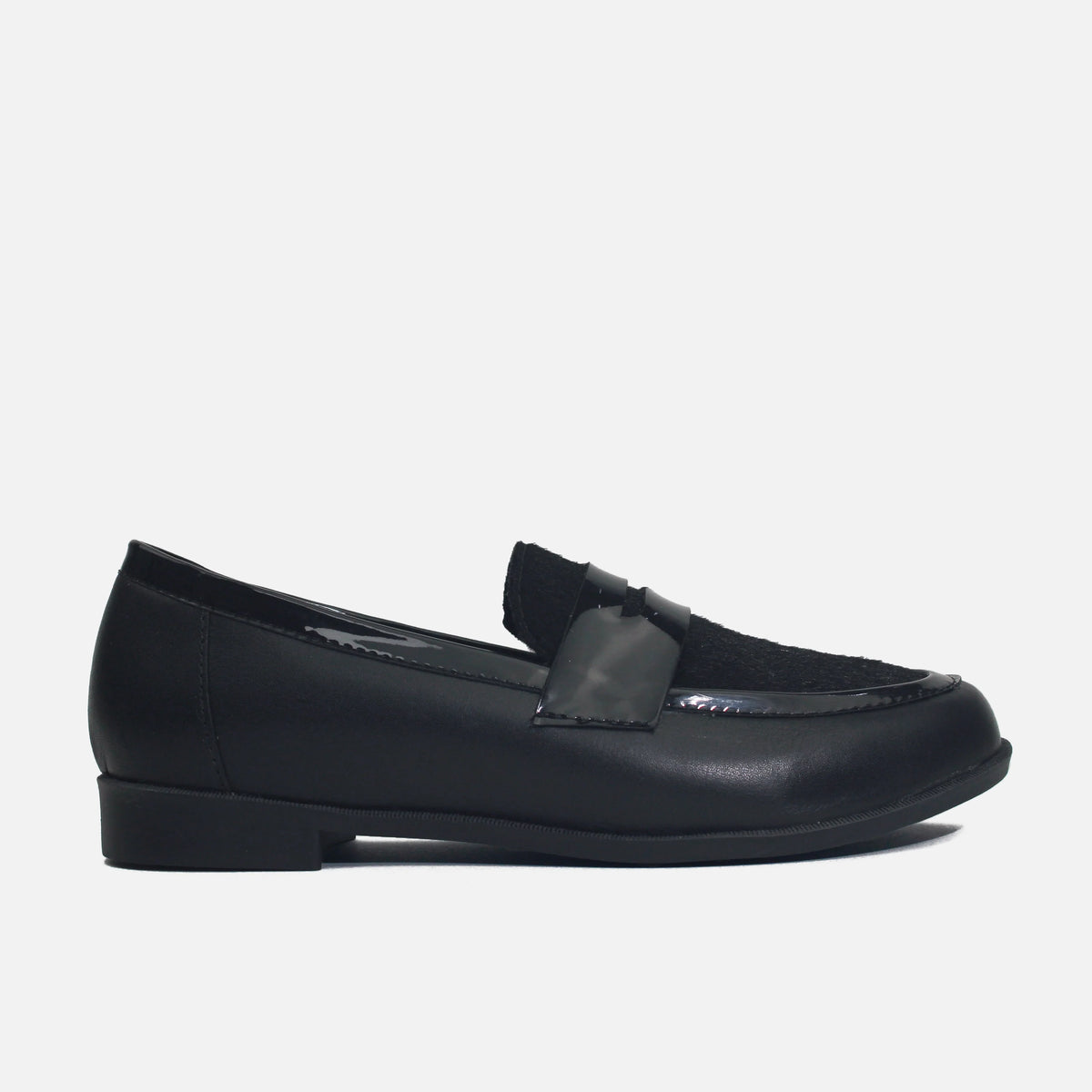Mocasin plano vera de cuero para mujer - Negro