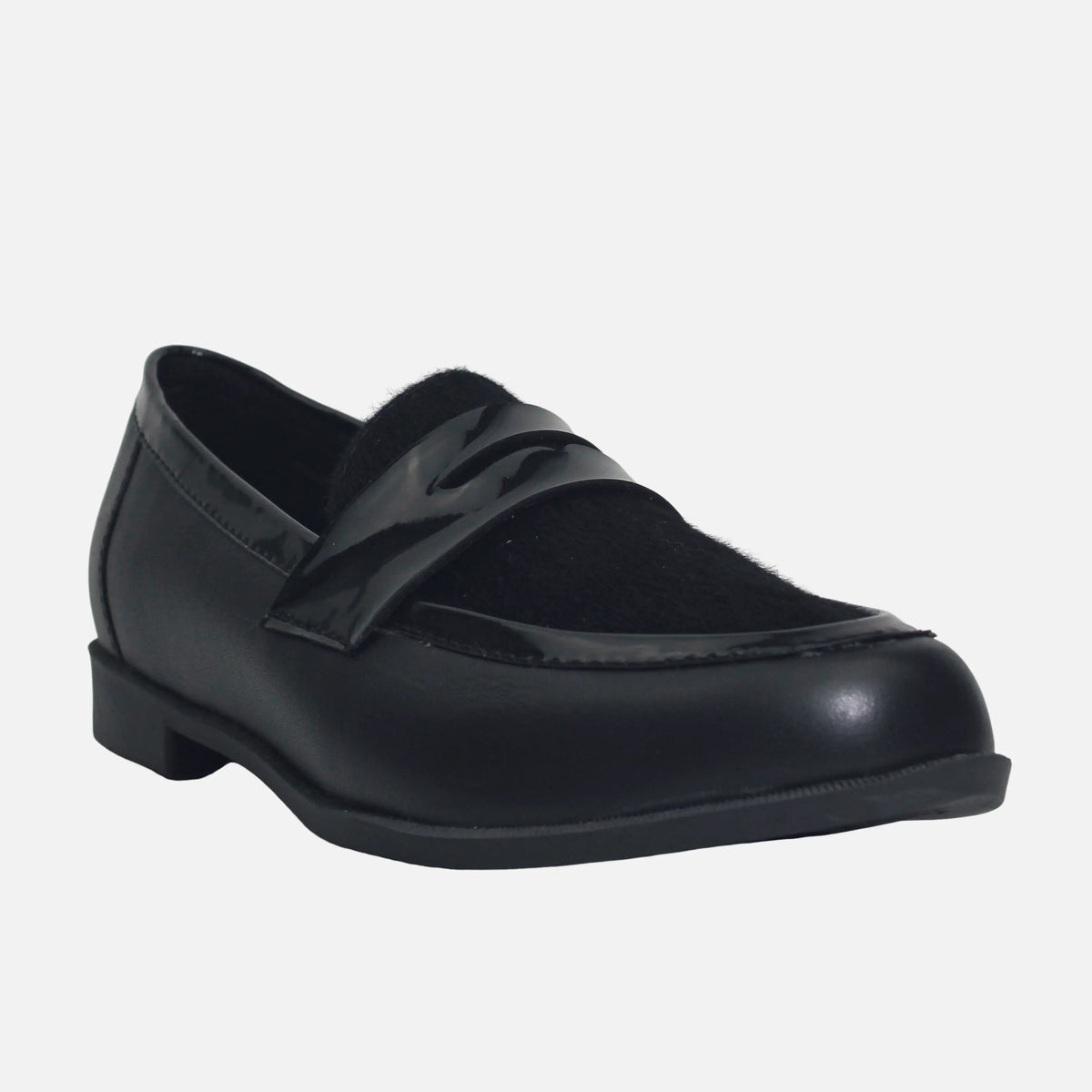 Mocasin plano vera de cuero para mujer - Negro