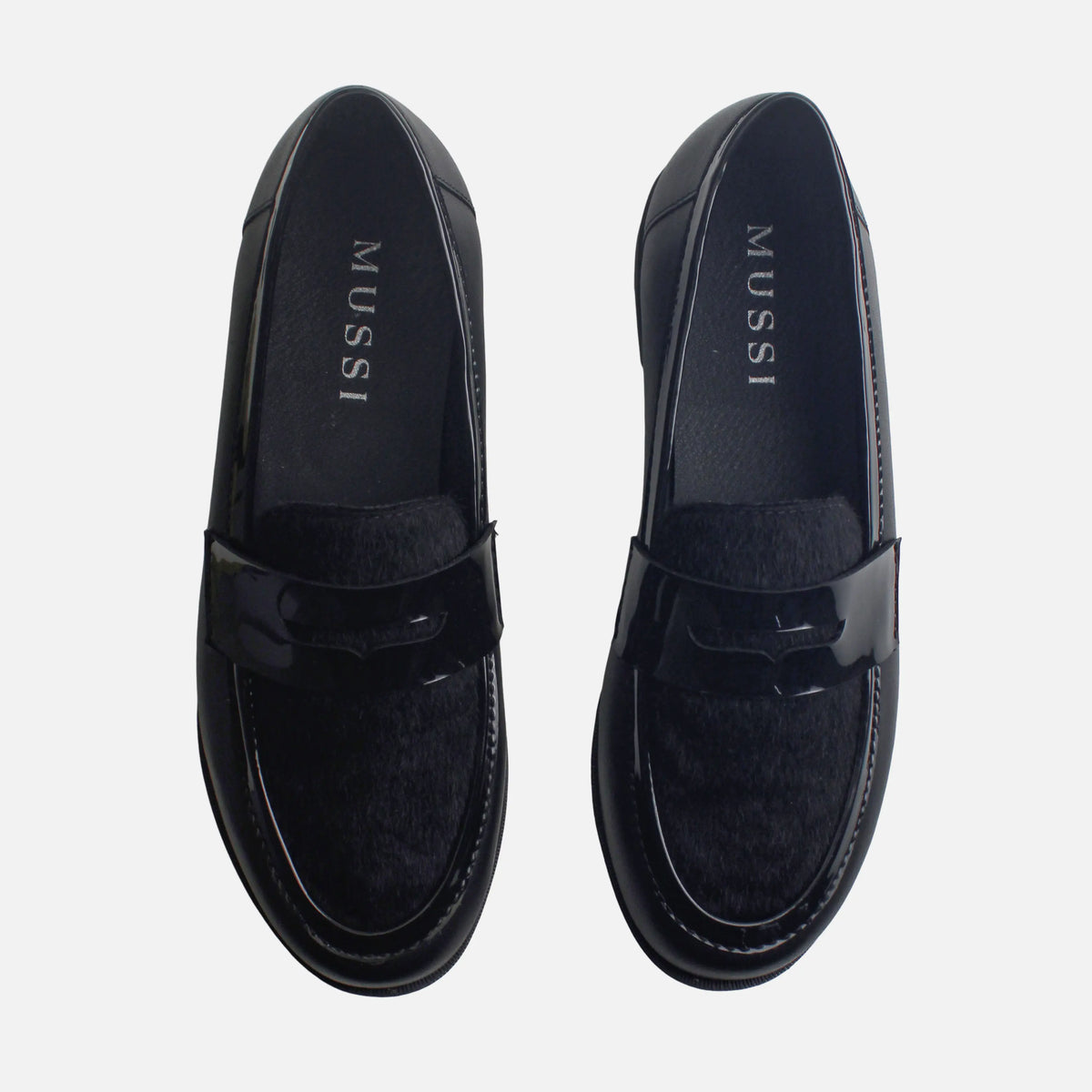 Mocasin plano vera de cuero para mujer - Negro