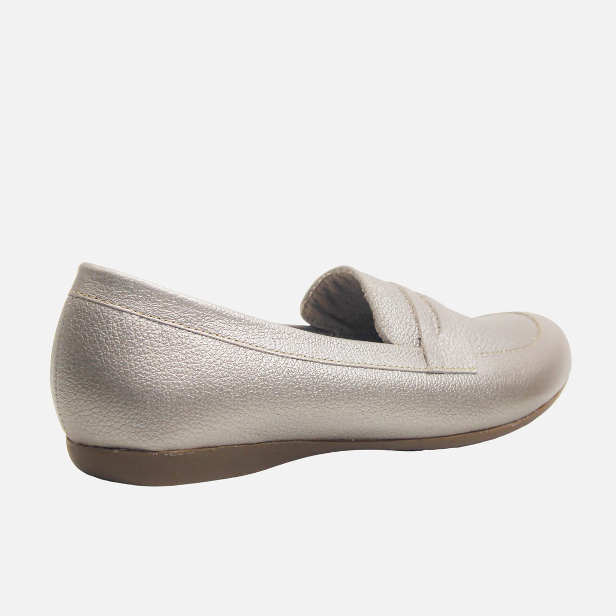Mocasin plano liden de cuero para mujer - Oro