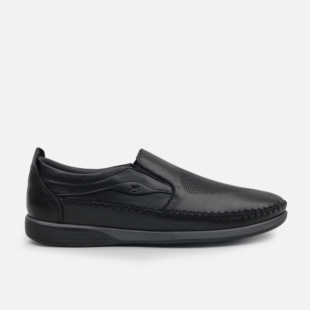 Mocasin plano leandro de cuero para hombre - Negro