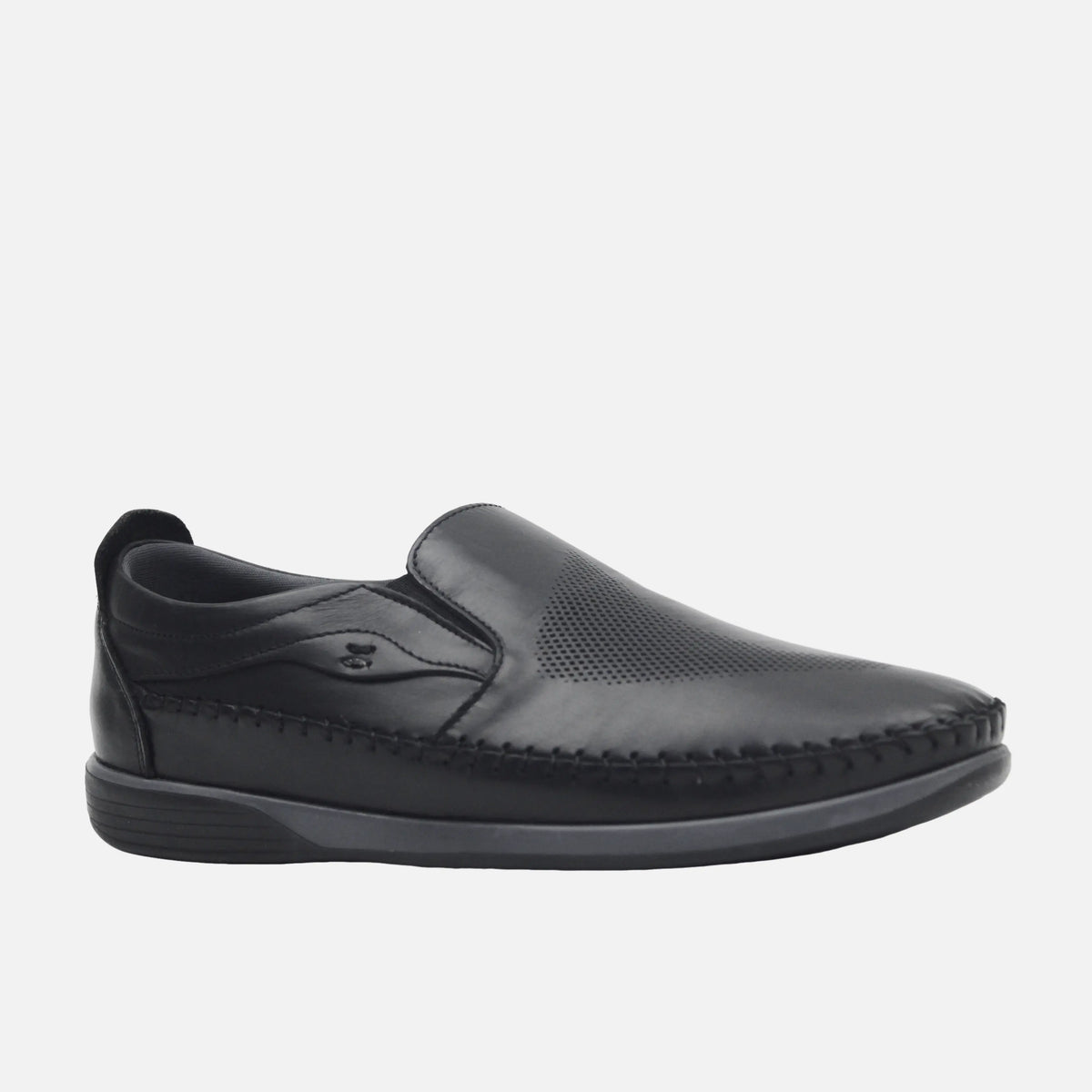 Mocasin plano leandro de cuero para hombre - Negro