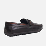 Mocasin plano viola de cuero para hombre - Café