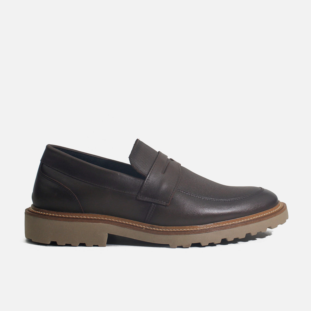 Mocasin plano leonardo de cuero para hombre - Brandy