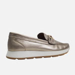 Mocasin plano roven de cuero para mujer - Bronce