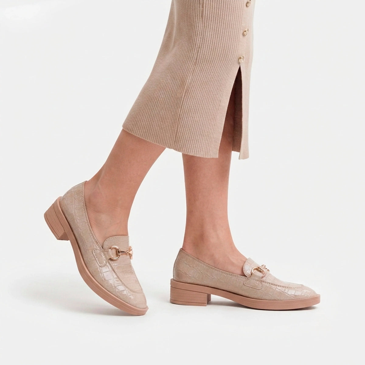 Mocasin plano nativa de sintético para mujer - Hueso