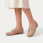 Mocasin plano alba de sintético para mujer - Beige