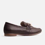 Mocasin plano alba de sintético para mujer - Café