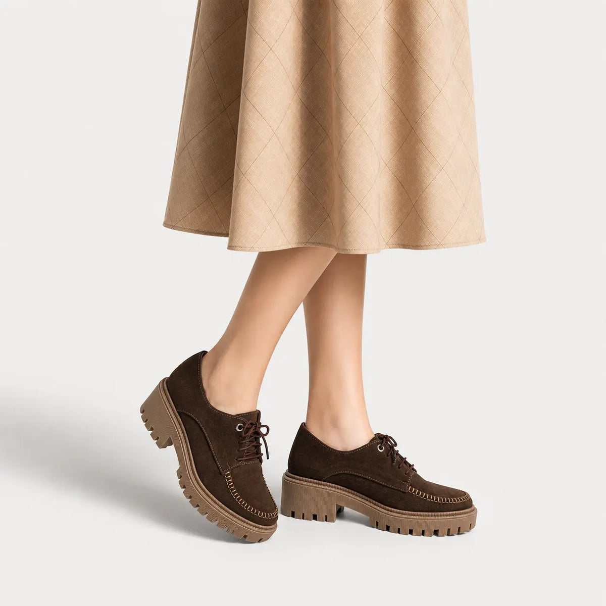 Mocasin tractorado florina de sintético para mujer - Café