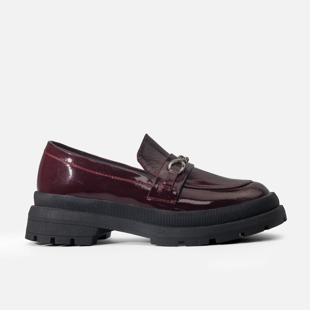 Mocasin tractorado mintara de cuero para mujer - Vino