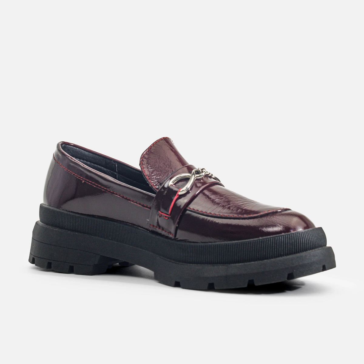 Mocasin tractorado mintara de cuero para mujer - Vino