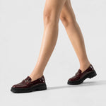 Mocasin tractorado mintara de cuero para mujer - Vino