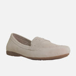 Mocasin plano amelie de cuero para mujer - Hueso