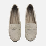 Mocasin plano amelie de cuero para mujer - Hueso