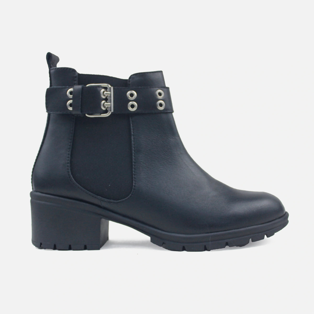 Botin tacon mariana de cuero para mujer - Negro