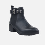 Botin tacon mariana de cuero para mujer - Negro