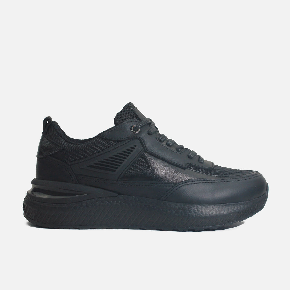 Tenis lando de cuero para hombre - Negro