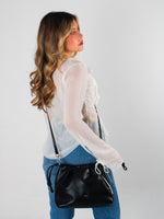 Cartera fiorella de cuero para mujer - Negro